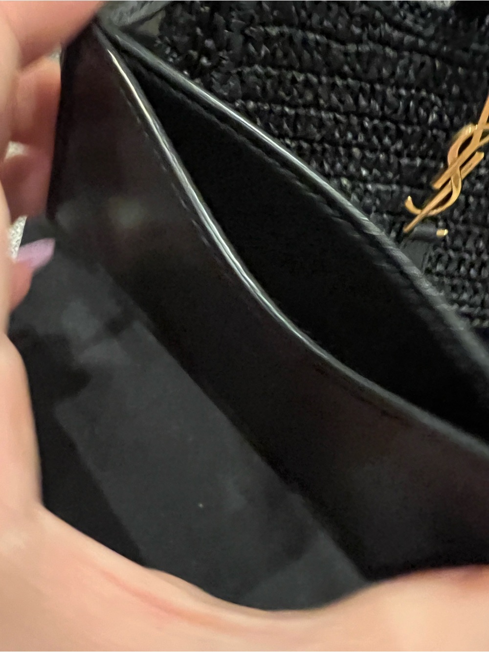 NEW SAINT LAURENT Women's Le 5 À 7 Leather - Black Trimmed Raffia Mini Hobo Bag - Picture 14 of 14